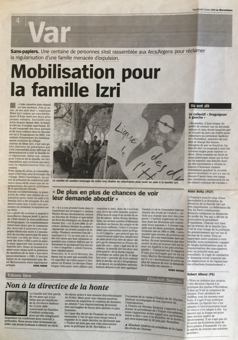 Mobilisation pour la famille IZRI